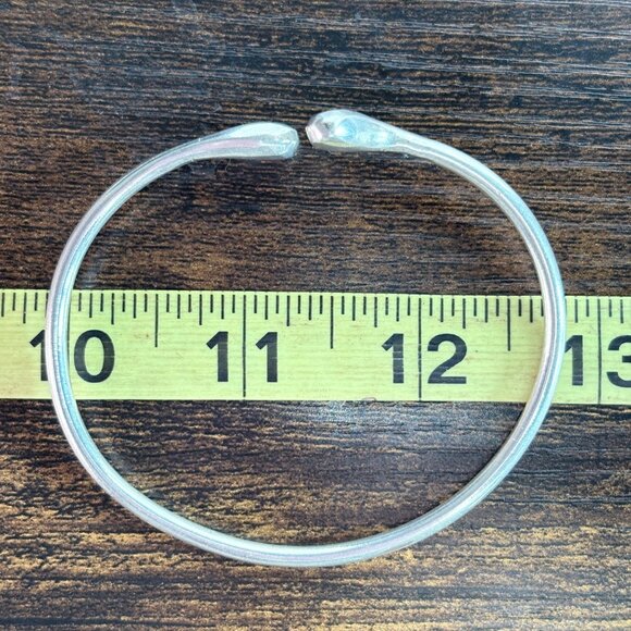 VTG Solid Sterling Silver 925 Teardrop Open Cuff Bracelet Size 7.5" Fit - Picture 7 of 10